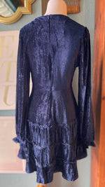 New In Navy Blue V Neck Velvet Dress