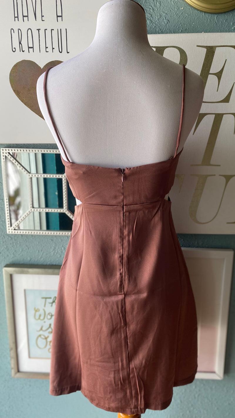 Olivaceous Rust Cut Out Slip Dress