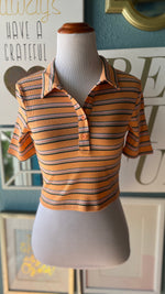 Olivaceous Orange Striped Collared Shirt