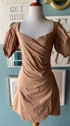 Olivaceous Light Brown Wrap Dress