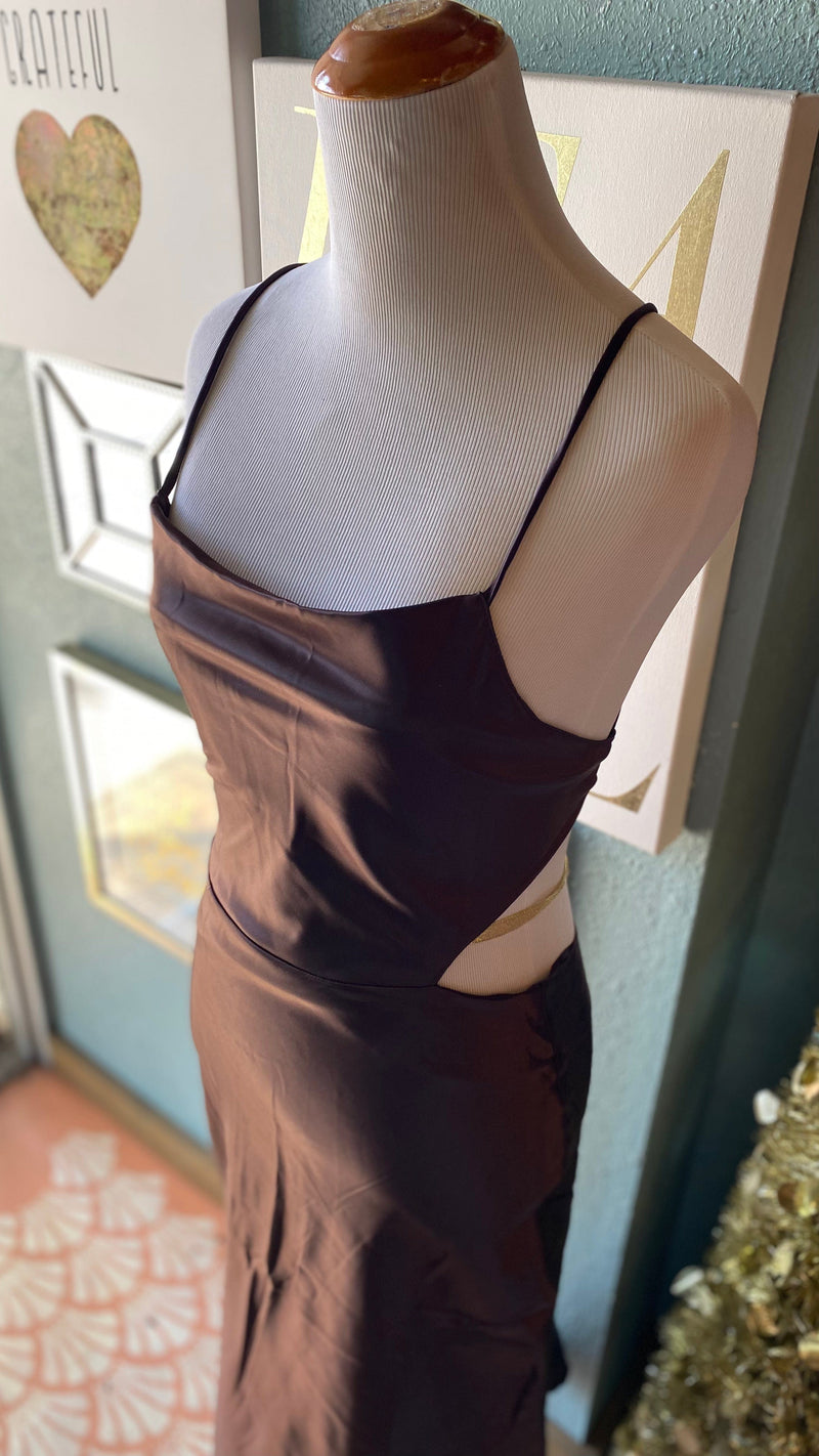 Sky to Moon Brown Backless Dress