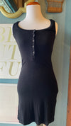 Olivaceous Black Snap Button Body con Dress