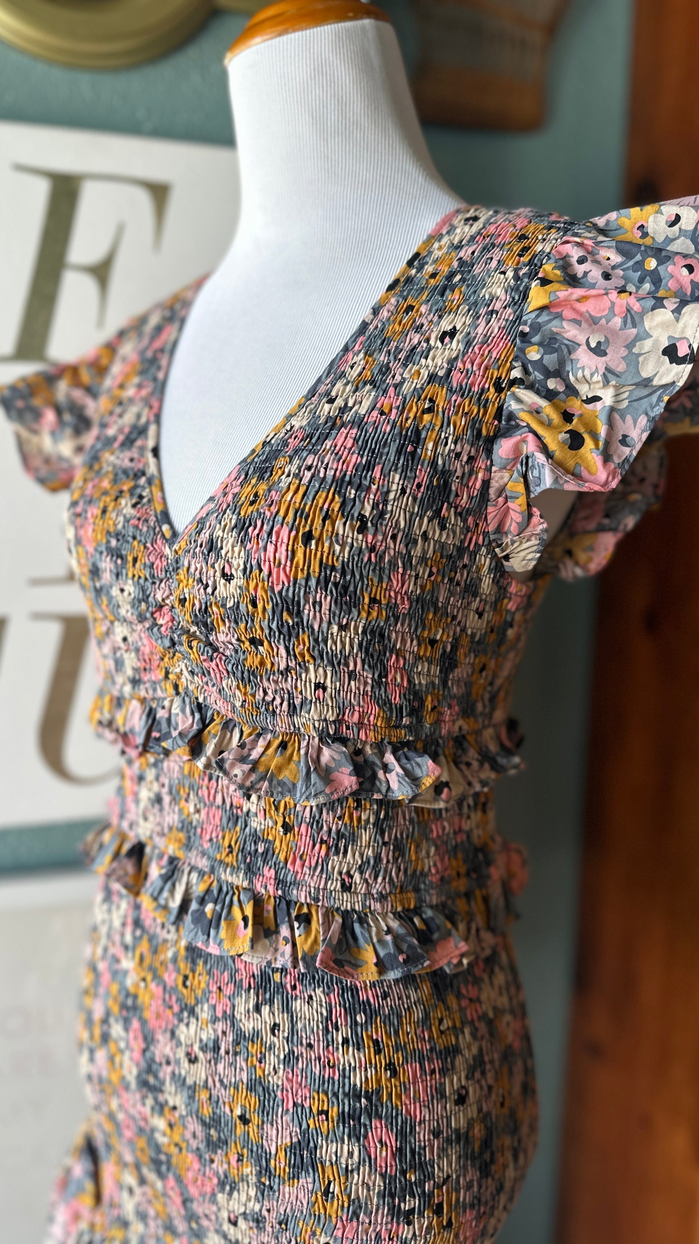 olivaceous orange dress Olivaceous Floral Smocked Maxi Dress
