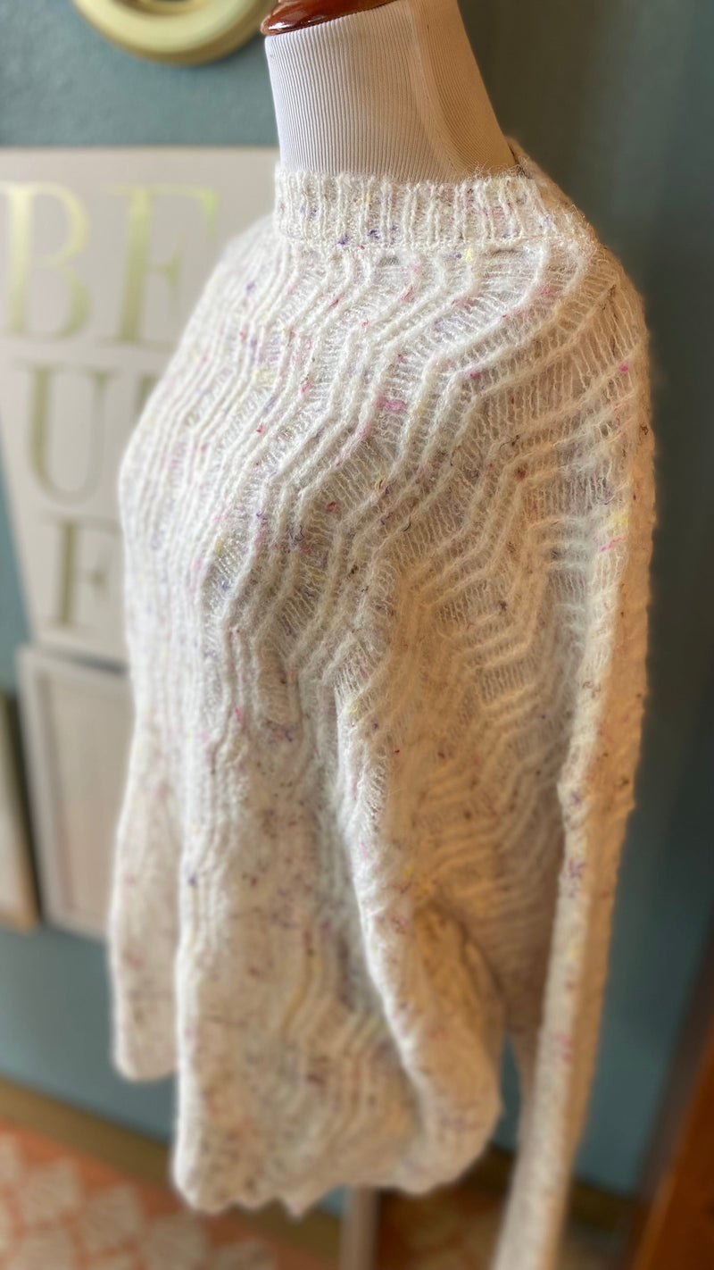 Ces Femme White Multicolor Knit Sweater