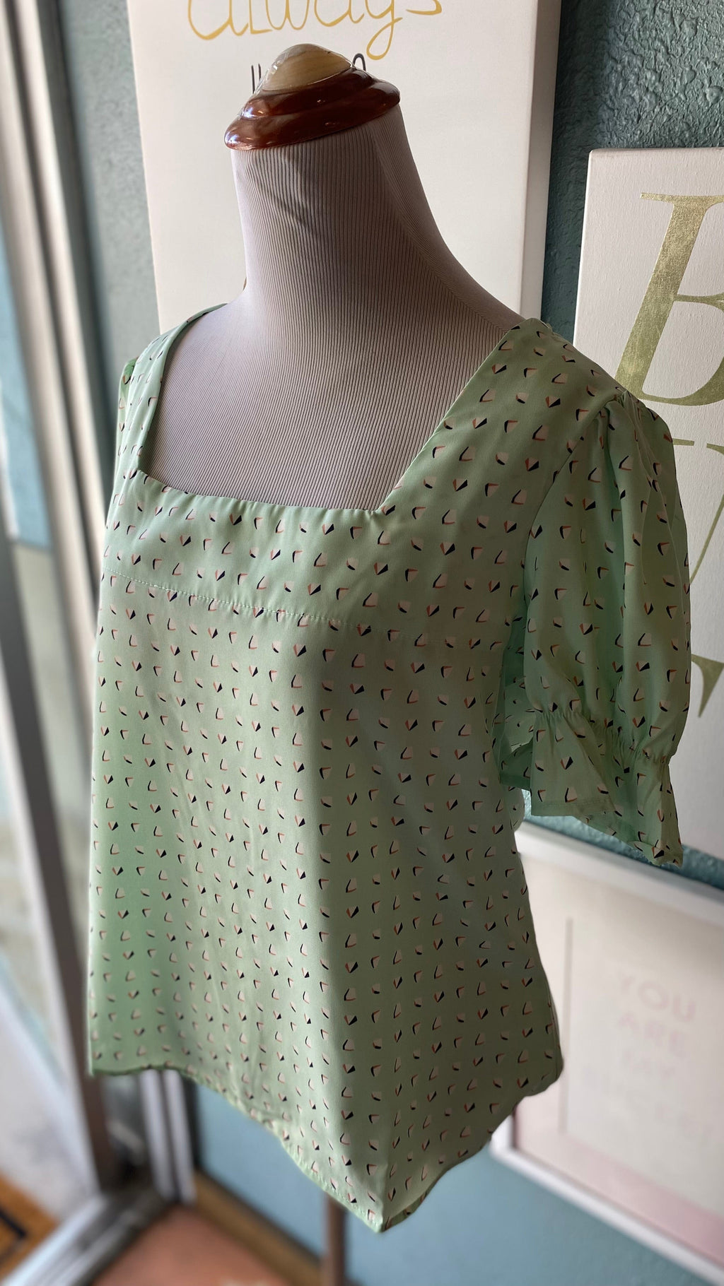 Ces Femma Mint Green Square Neck Top