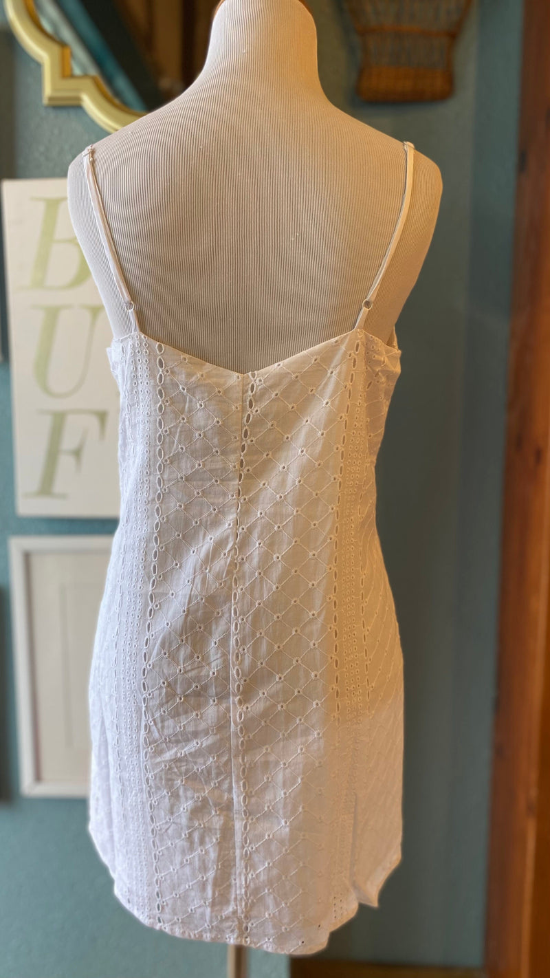 Olivaceous White Eyelet Tank Dress