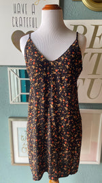 Olivaceous Black Autumn Floral Slip Dress