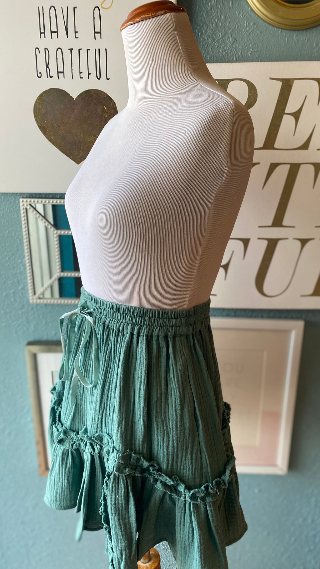 Olivaceous Teal Tie Skirt