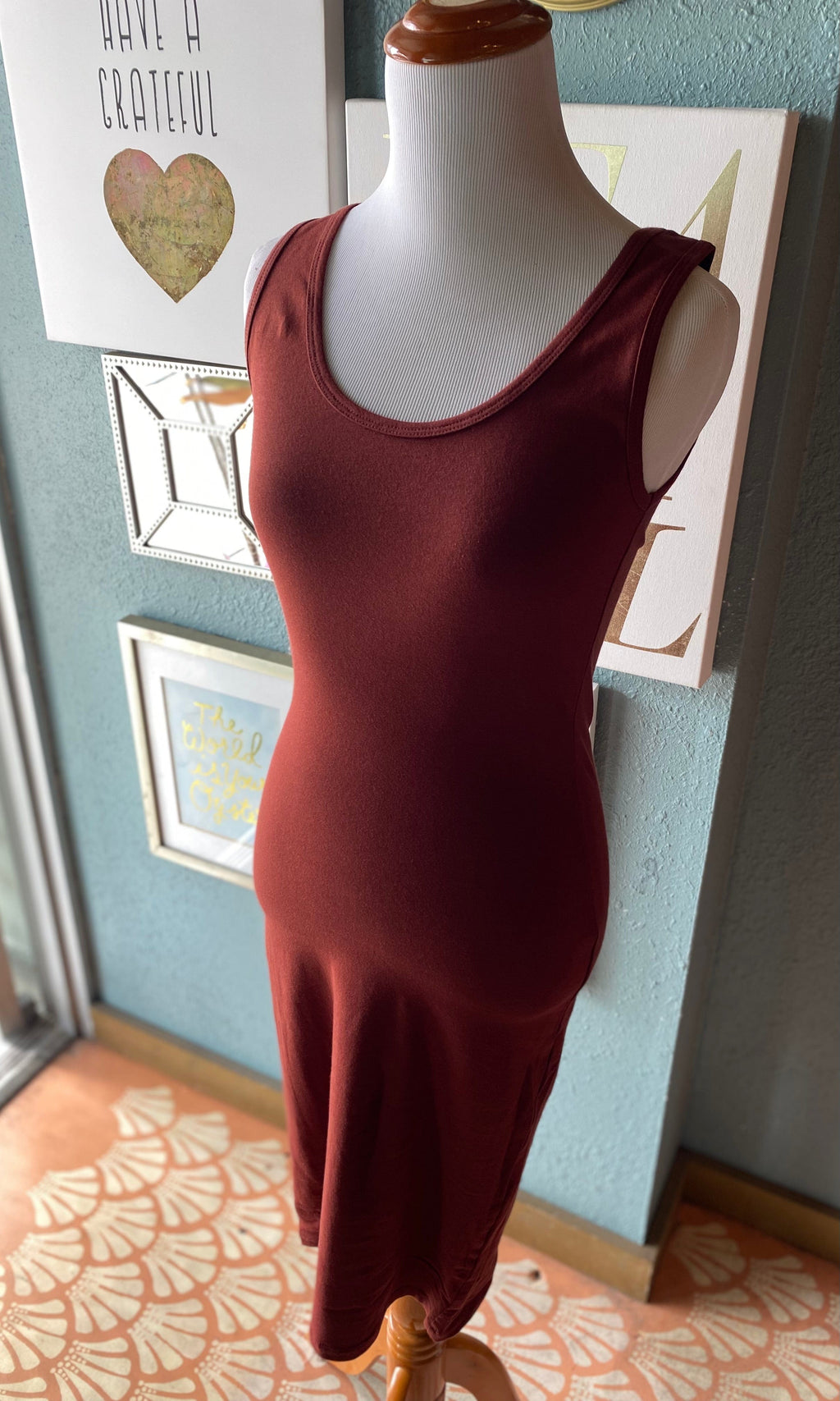 ZENANA Burnt Orange Scoop Neck Bodycon Dress