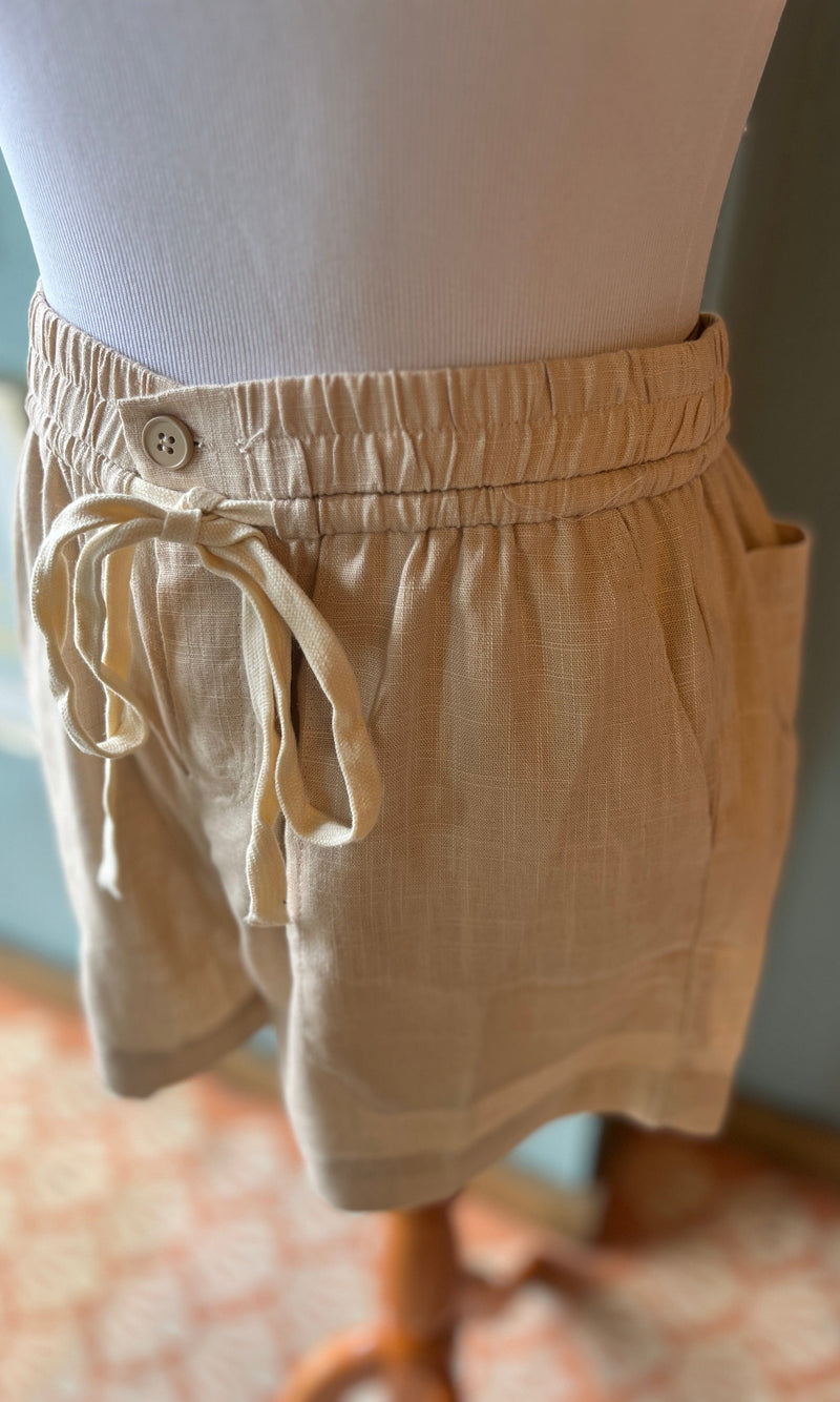 Cy Taupe Linen Shorts