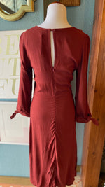 Olivaceous Burgundy Tie Sleeve Maxi Dress