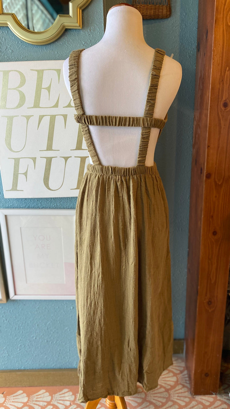 Olivaceous Green Cut Out Maxi Dress