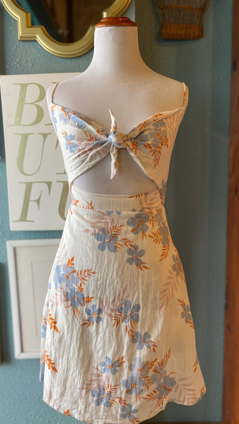 Olivaceous White Floral Cut Out Dress