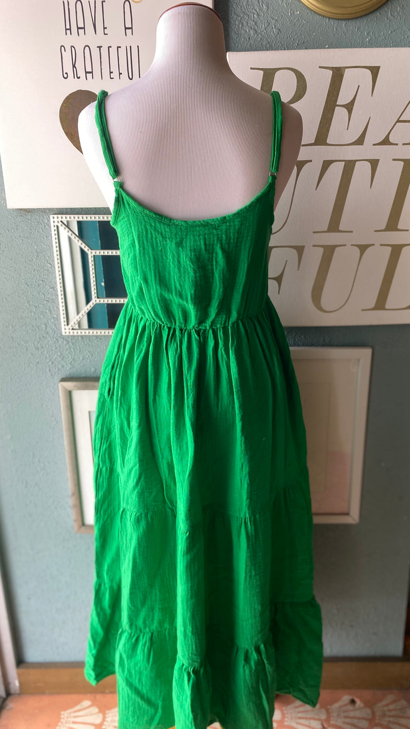 Olivaceous Green Tired Maxi Dress