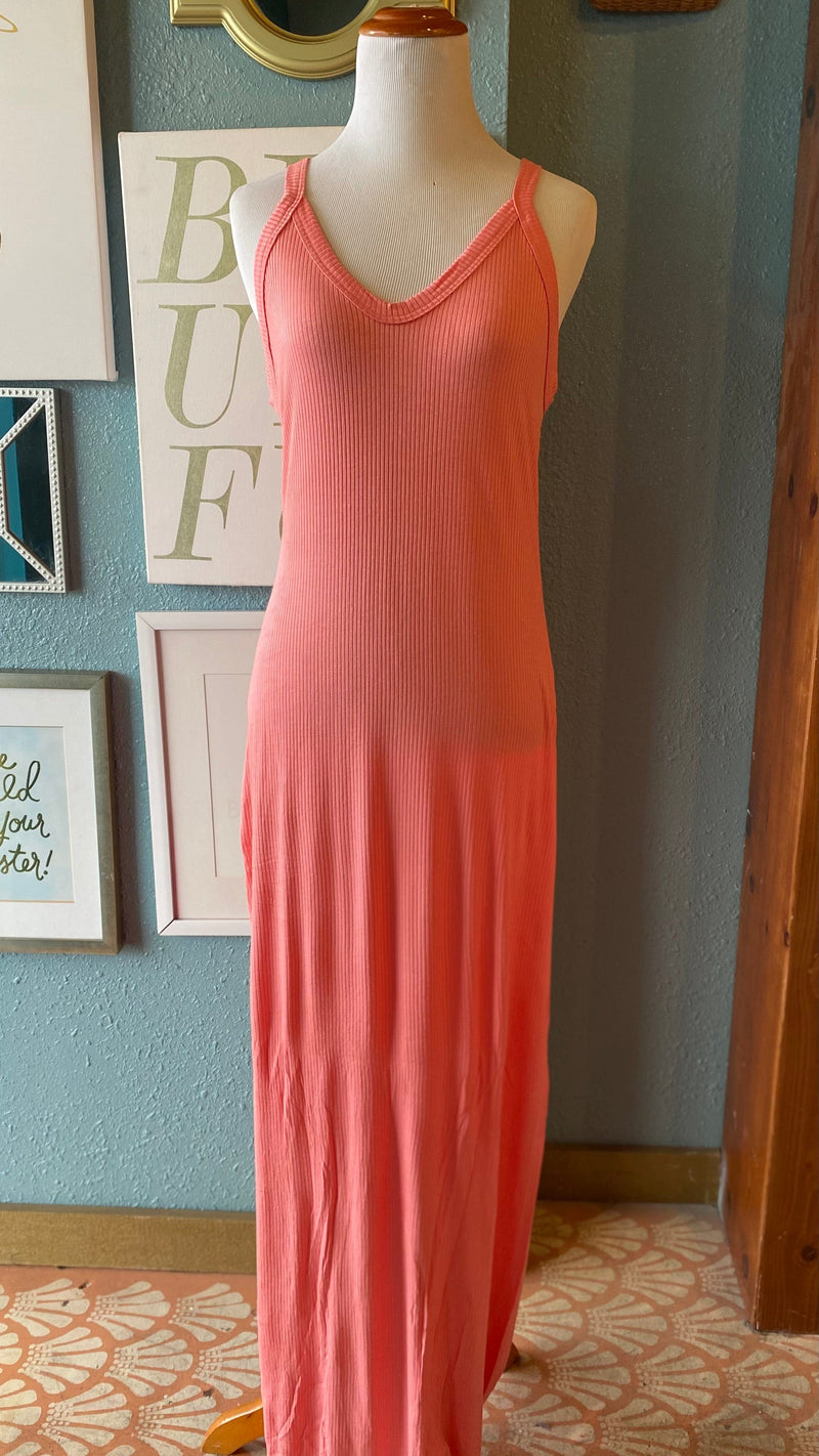 Beeson River Coral V Maxi Dress