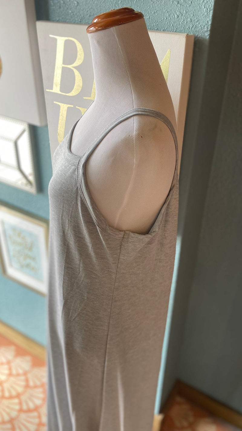 Beeson River Light Grey Square Neck Maxi Dress