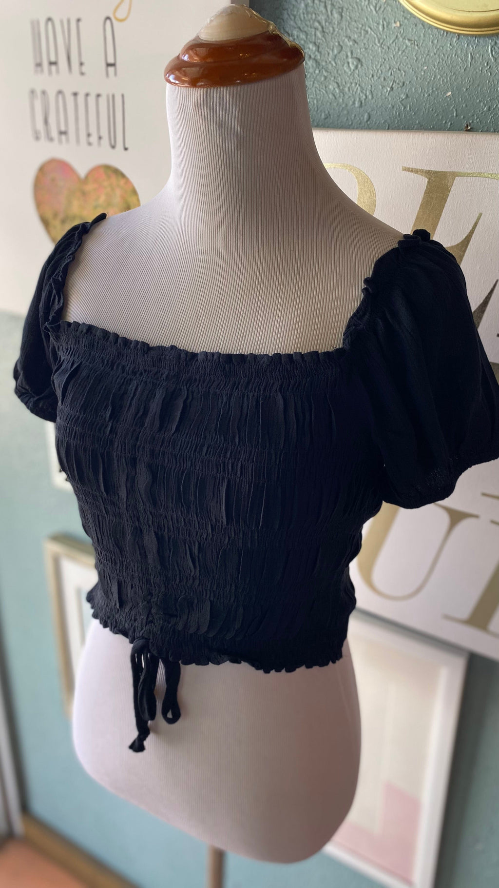 Olivaceous Black Scrunched Tie Top