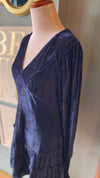 New In Navy Blue V Neck Velvet Dress