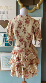 Olivaceous Champagne Floral Ruffle Dress