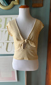 Ginger G Yellow Stripped Tie Crop Top