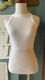 Olivaceous White Ribbed Tank Top