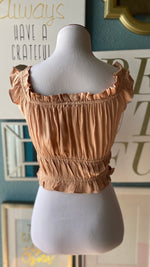 Olivaceous Sand Ruffle Crop Top