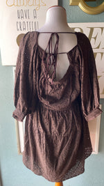 Olivaceous Brown Eyelet Tie Back Dress