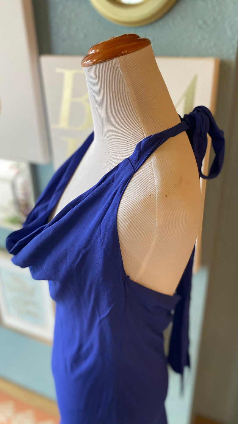 Olivaceous Navy Blue Cowl Neck Dress