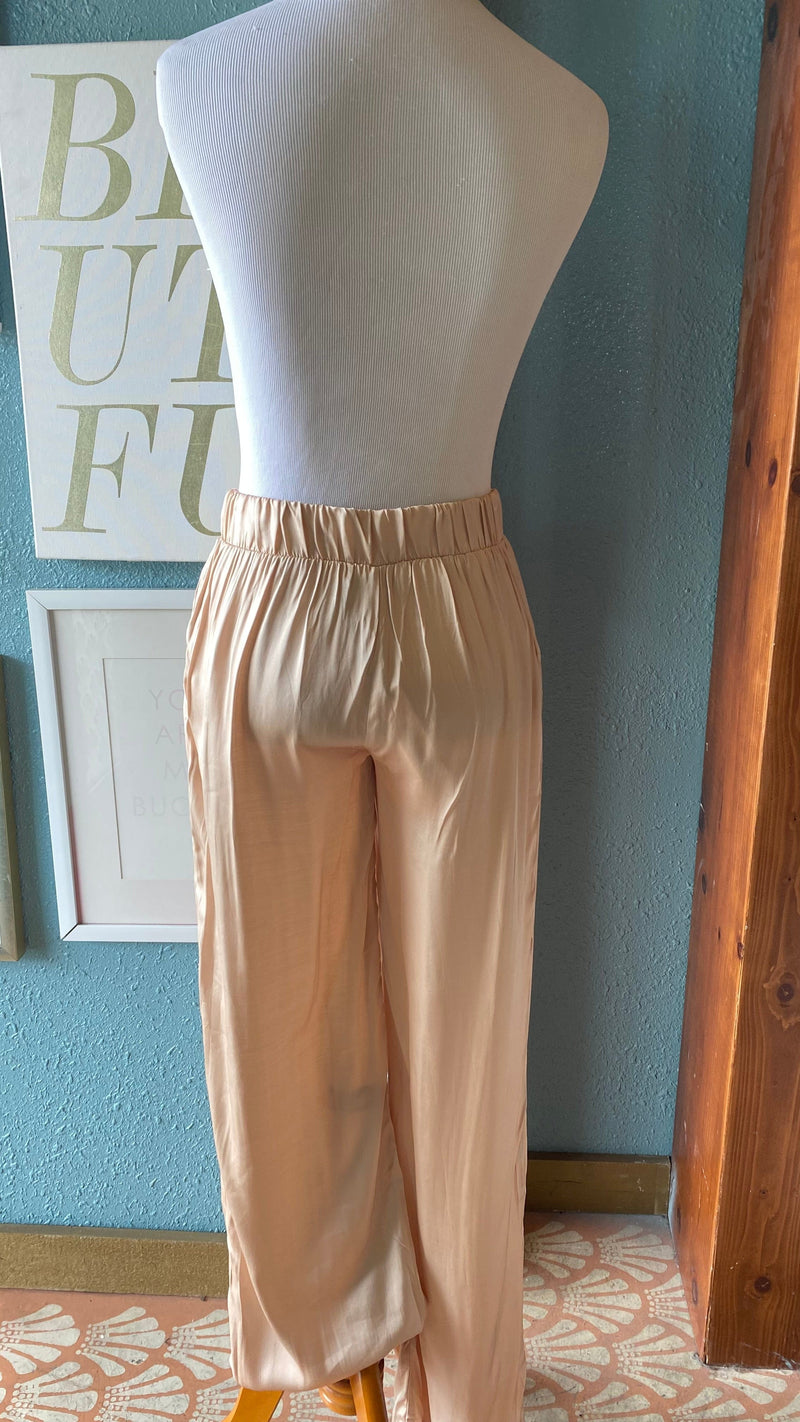 Olivaceous Champagne Silk Pants