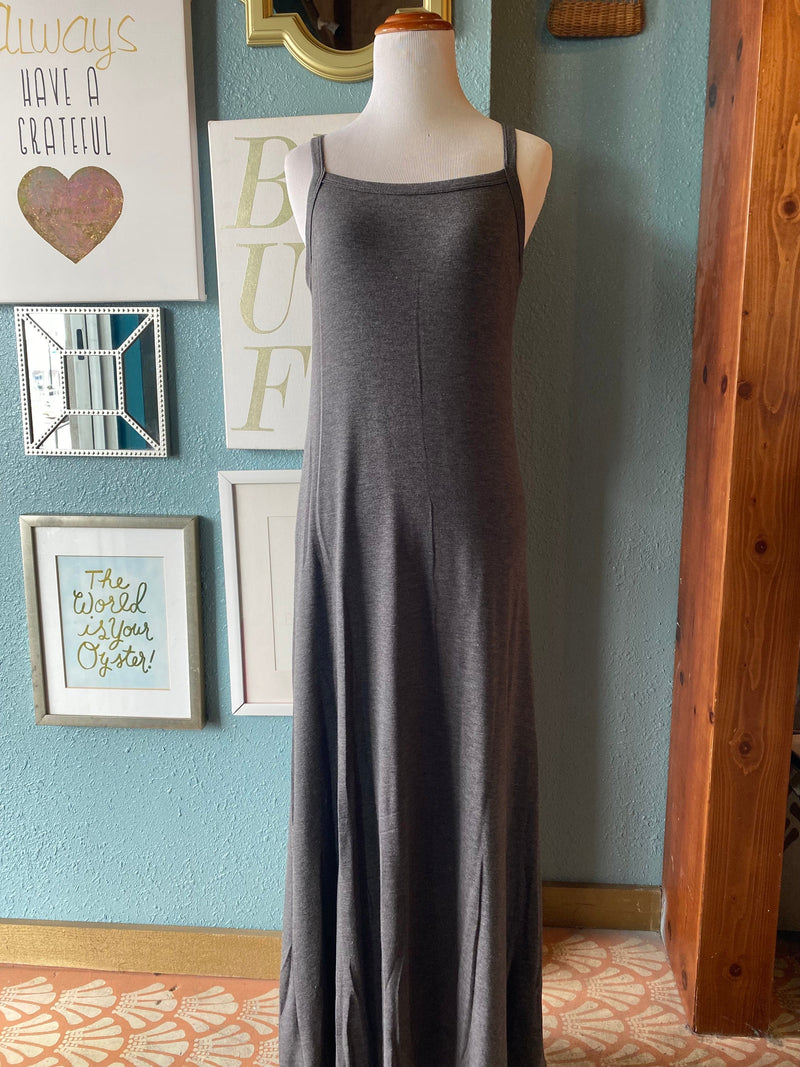 Beeson River Dark Grey Square Neck Maxi Dress