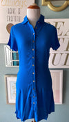 Olivaceous Royal Blue Button Up Dress