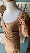 Olivaceous Light Brown Wrap Dress