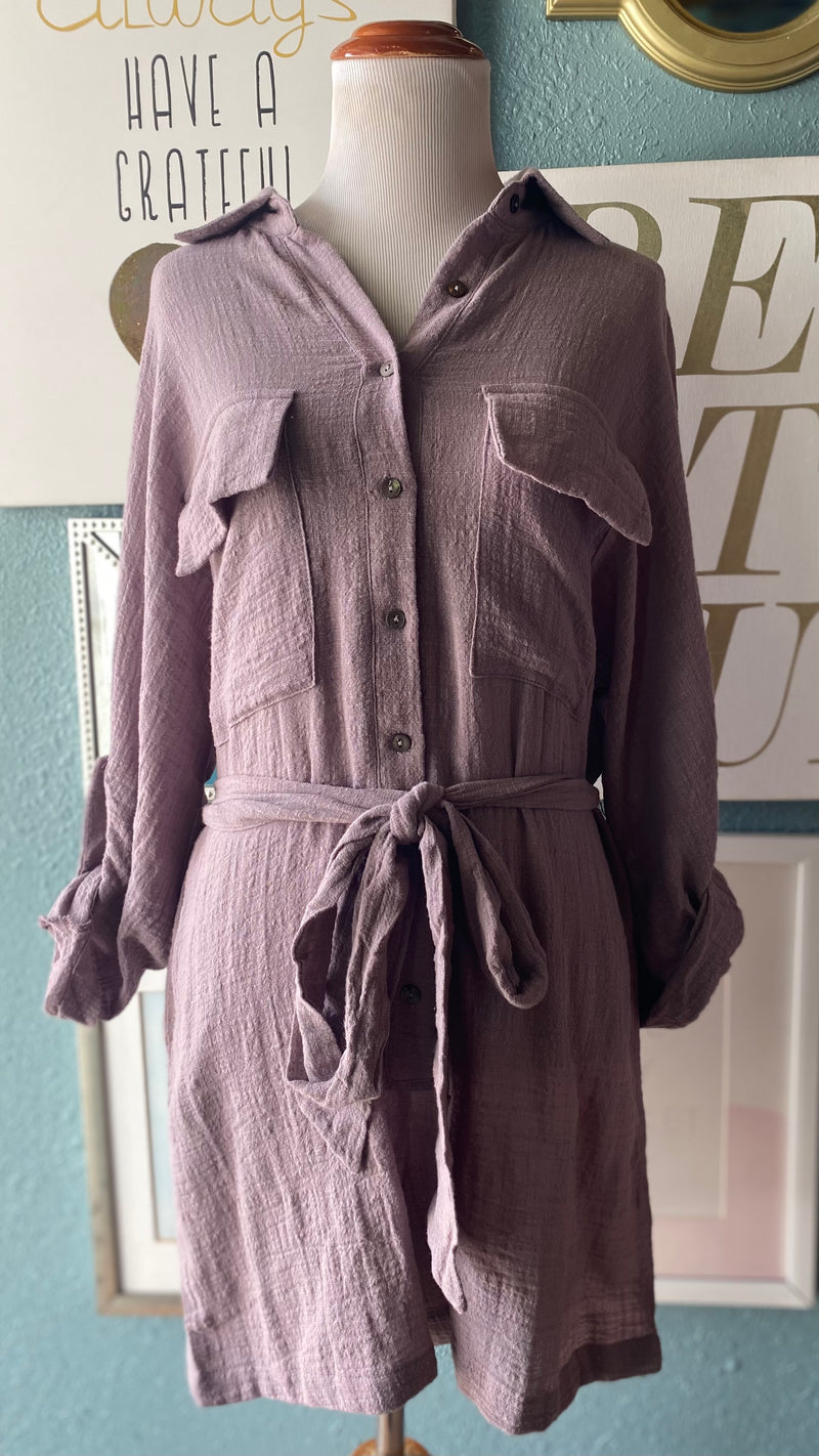 Olivaceous Purple Button Up Romper