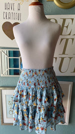 Olivaceous Blue Floral Ruffle Skirt