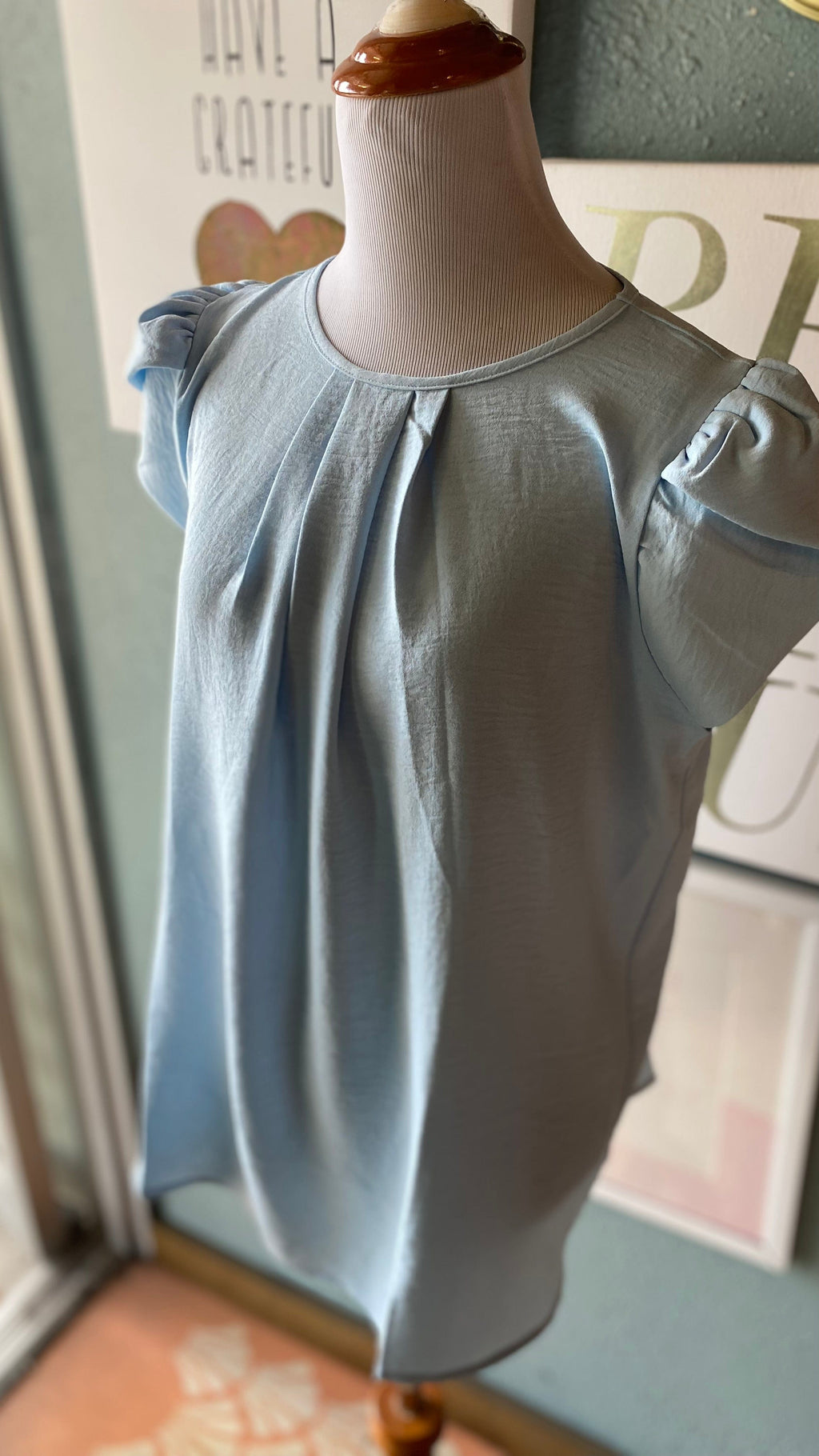 You & Me Blue Puffy Sleeve Top