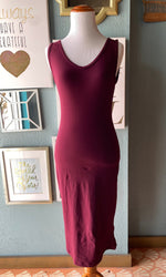 ZENANA Maroon V Neck Bodycon Dress