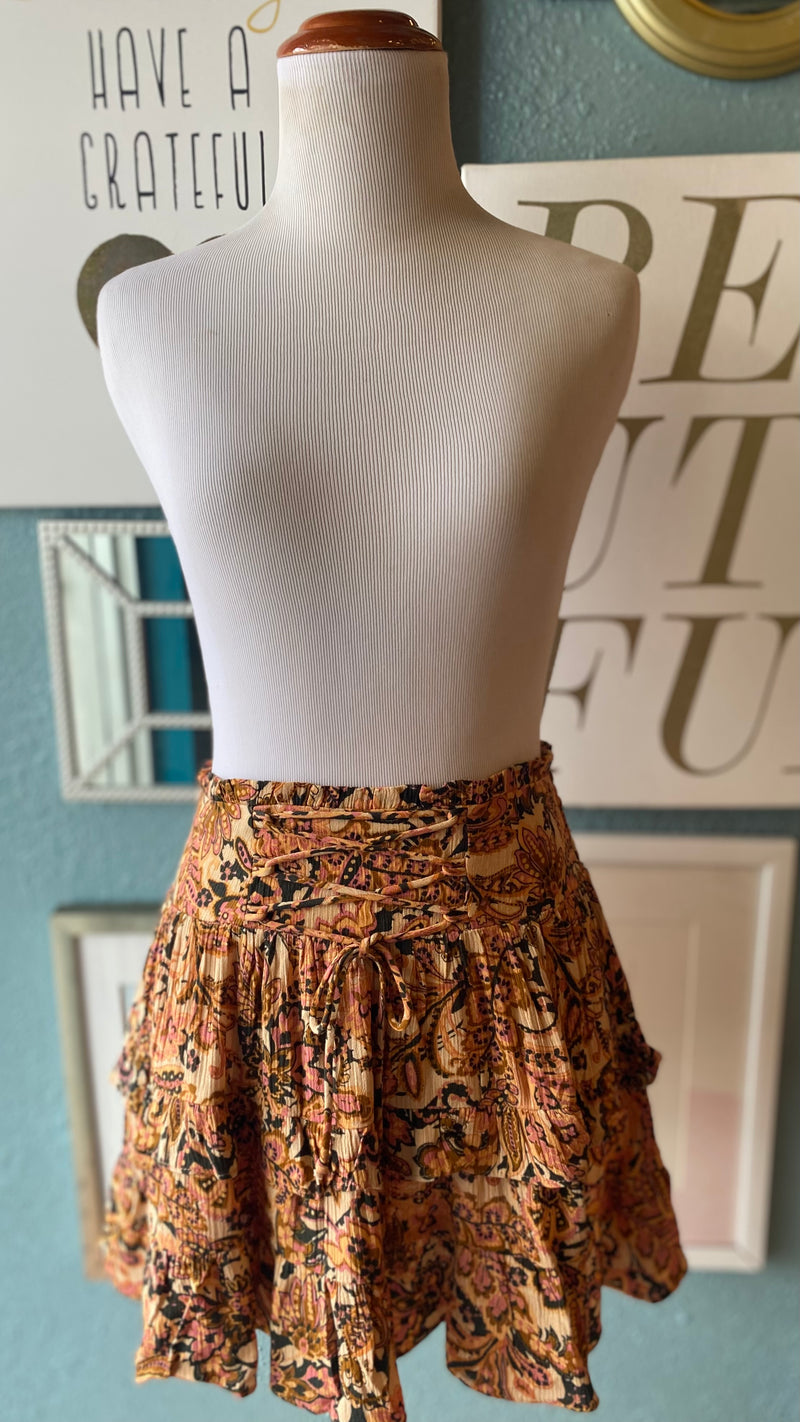 Olivaceous Orange Tie Up Skirt