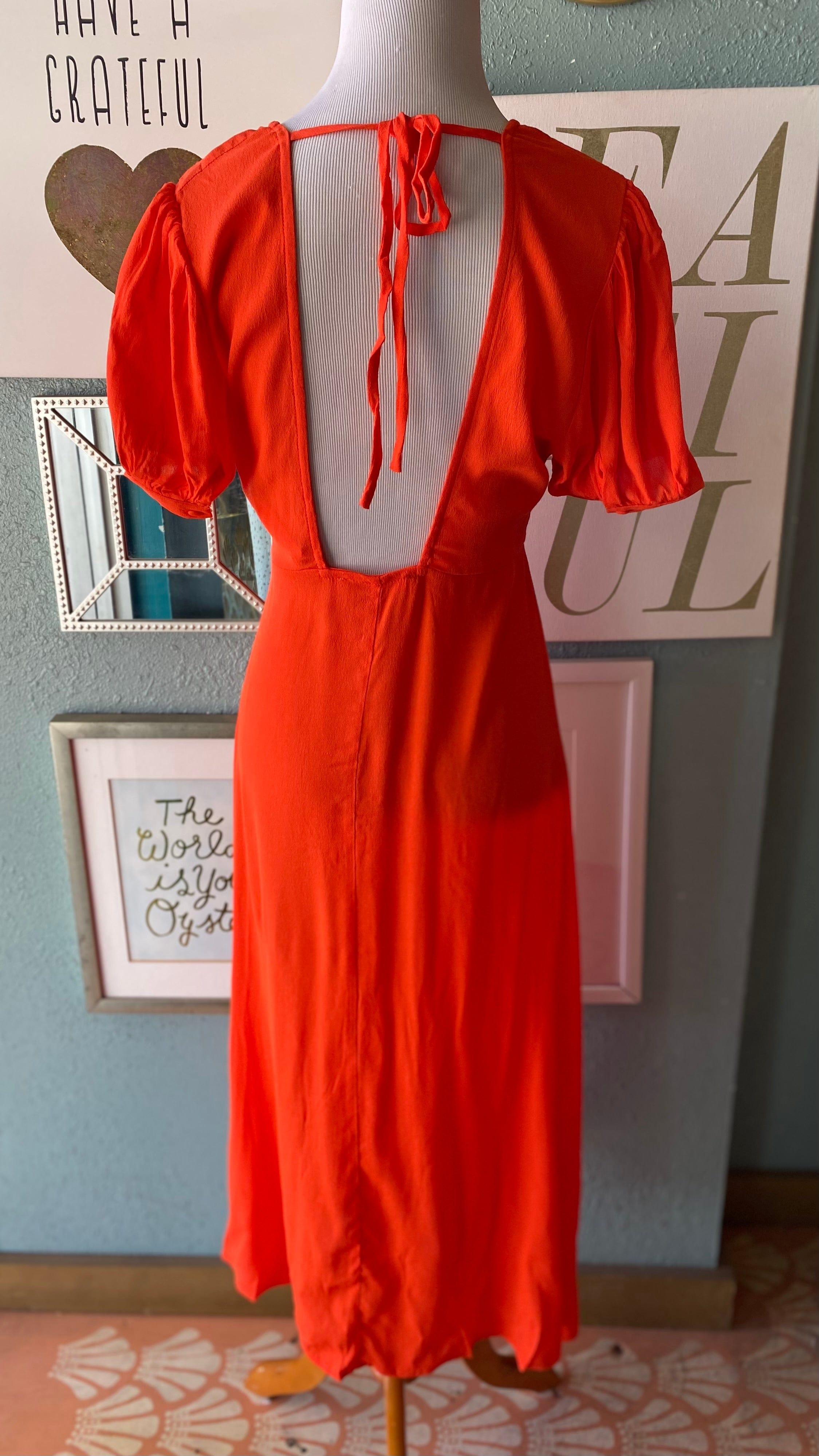 olivaceous orange dress Olivaceous Orange Ruffled Maxi Dress