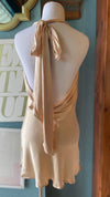 Olivaceous Champagne Cowl Neck Tie Dress