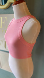 Olivaceous Pink Ribbed Tank Top