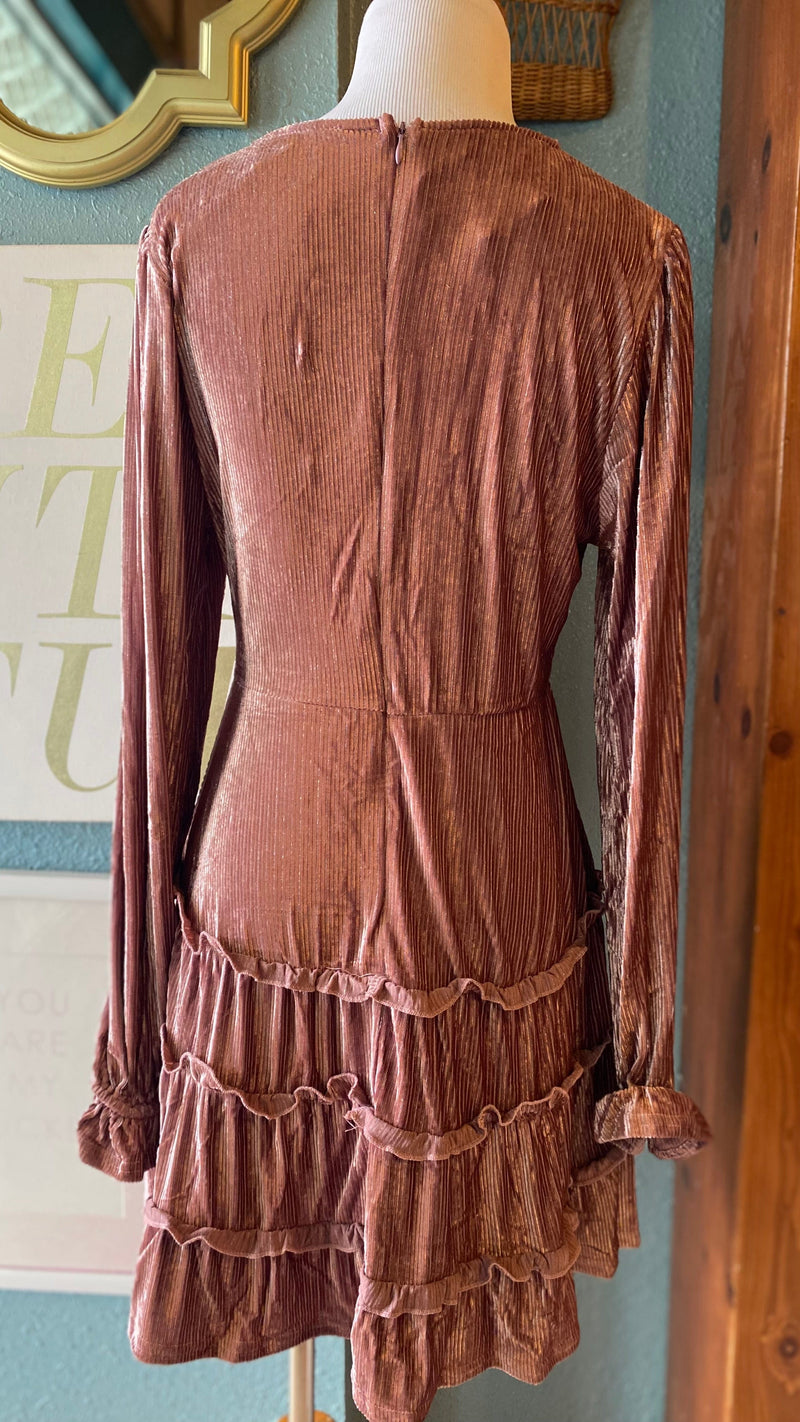 New In Dusty Pink Velvet Dress