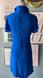 Olivaceous Royal Blue Button Up Dress