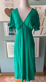 Olivaceous Light Emerald V Neck Maxi Dress