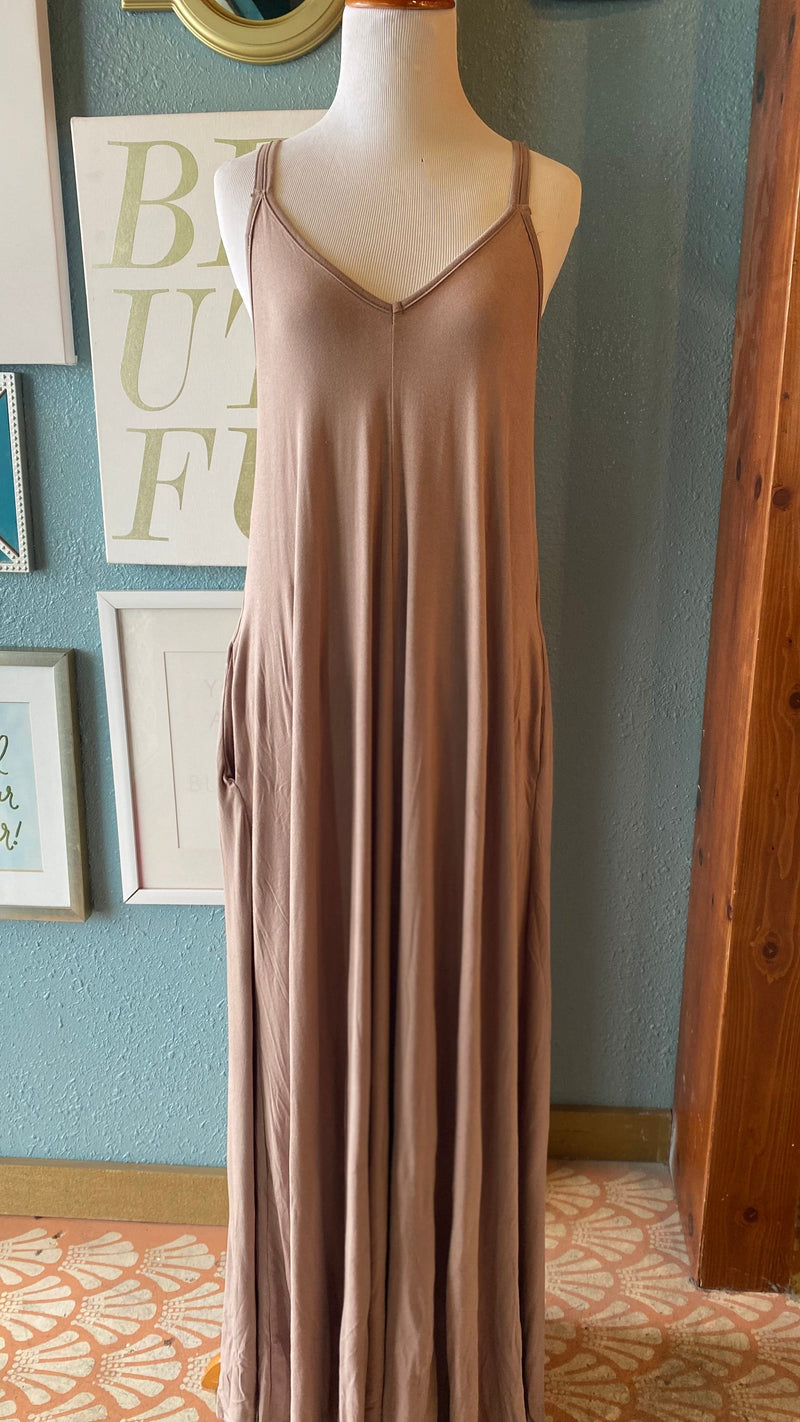 Sweet Adelyn Mauve Crisscross Back Maxi Dress