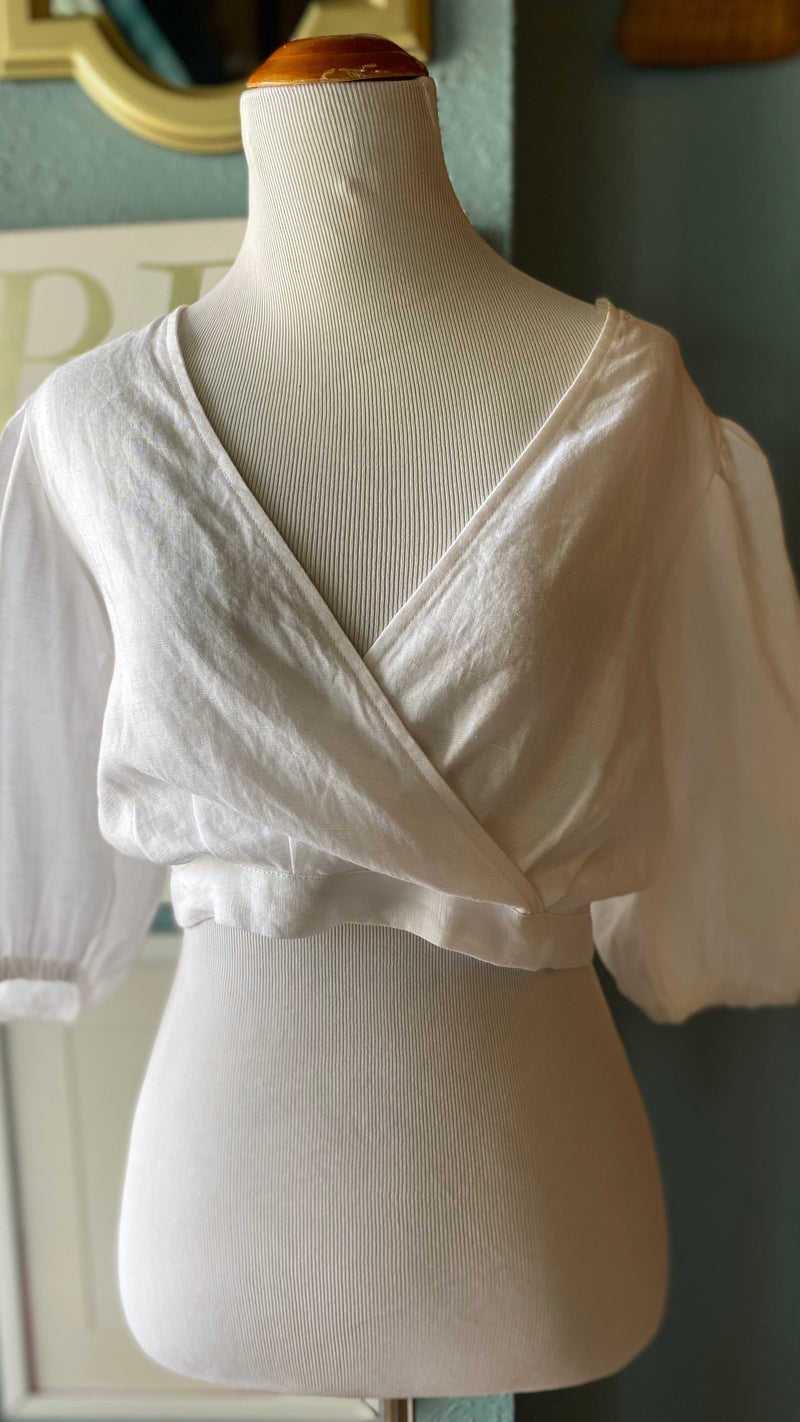 Olivaceous White Tie Open Back Top