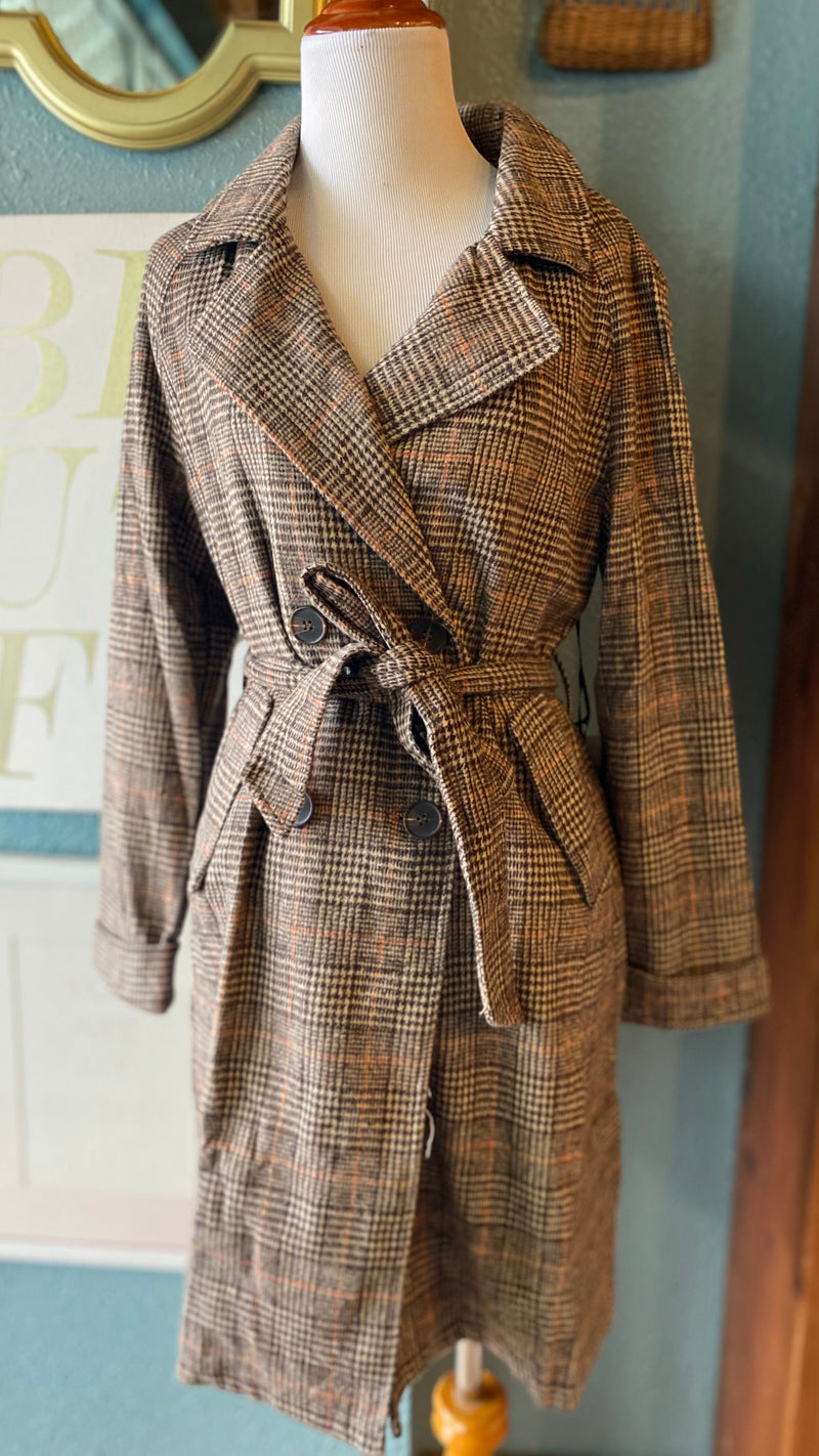 Chocolate Brown Checkered Jacket Dress