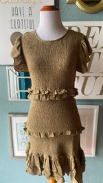 Olivaceous Olive Green Ruffle Tier Dress