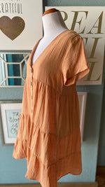 Olivaceous Orange Button Tunic Dress