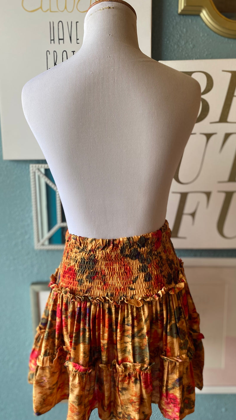 Olivaceous Yellow Floral Skirt