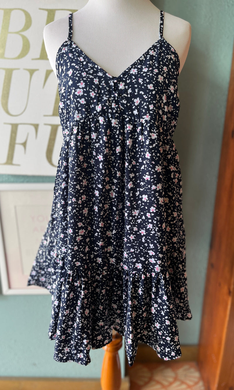 New In Navy Floral Ruffle Dress